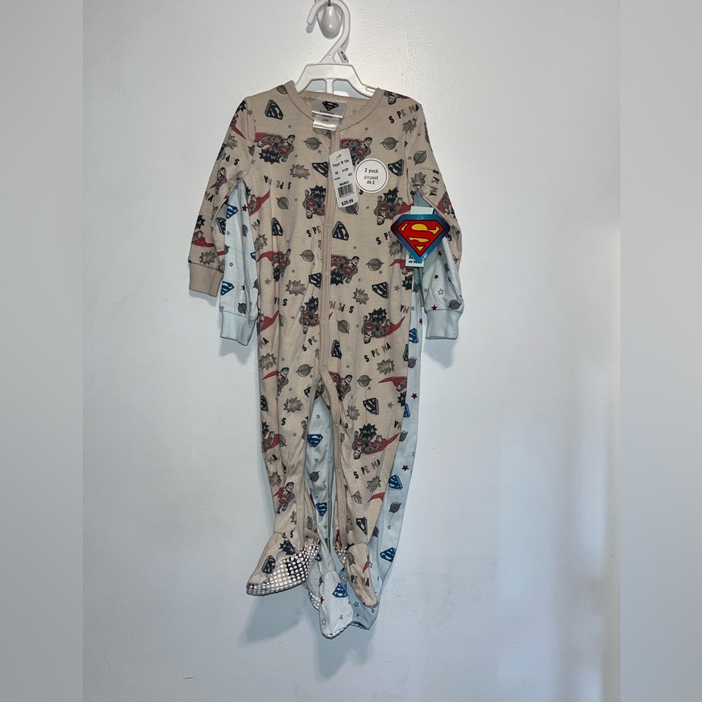 NWT Supermaan 2 Piece Pack Sleeper 6/12 months - Blue/Red